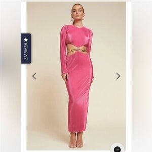 Fuchsia Maxi Dress with Cutout Design